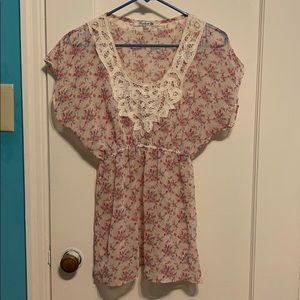 Floral sheer tunic